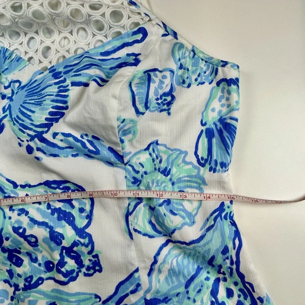 Lilly Pulitzer Womens White Blue Larina Barefoot Princess Crochet Halter Tank 10 - Picture 5 of 5